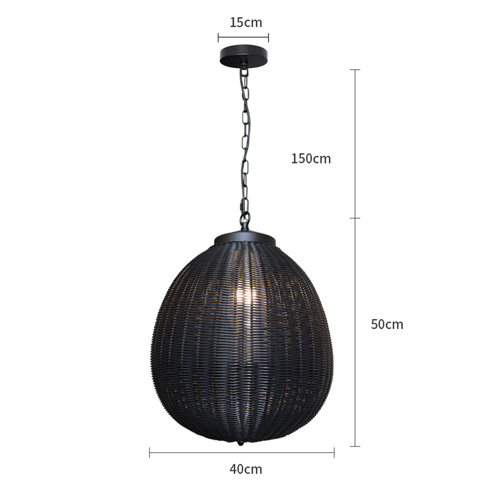 Outdoor Balcony Rattan Woven Pendant Light Waterproof Garden Lamp