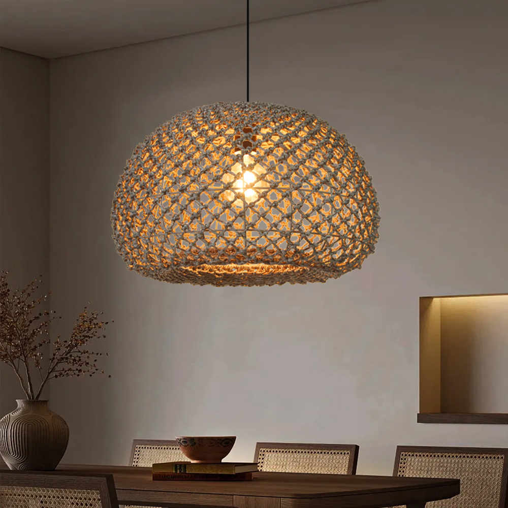 Farmhouse Kitchen Island Chandeliers Wicker Coastal Hanging Pendant Lighting for Restaurants