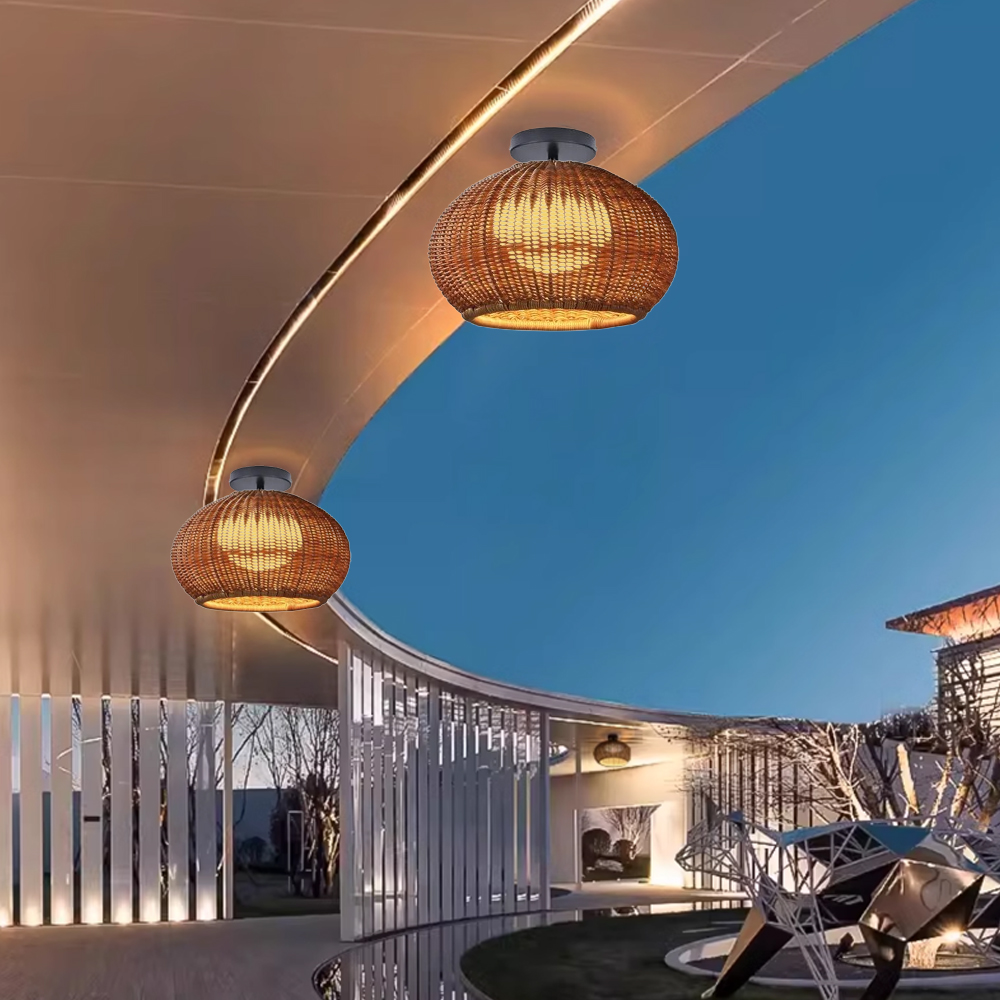 Outdoor Waterproof Pendant Light Homestay Rattan Lighting