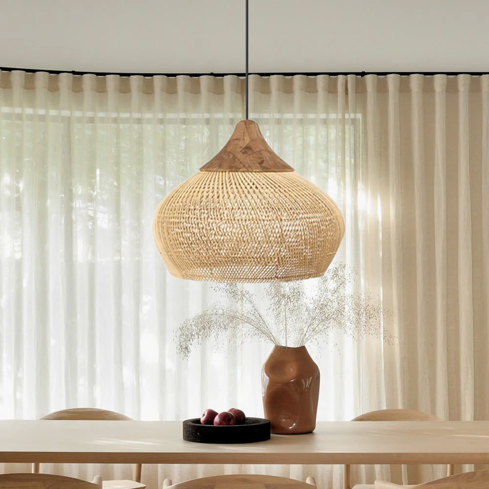 Wabi-sabi Retro Rattan Weaving Pendant Light Southeast Asian Restaurant Chandelier