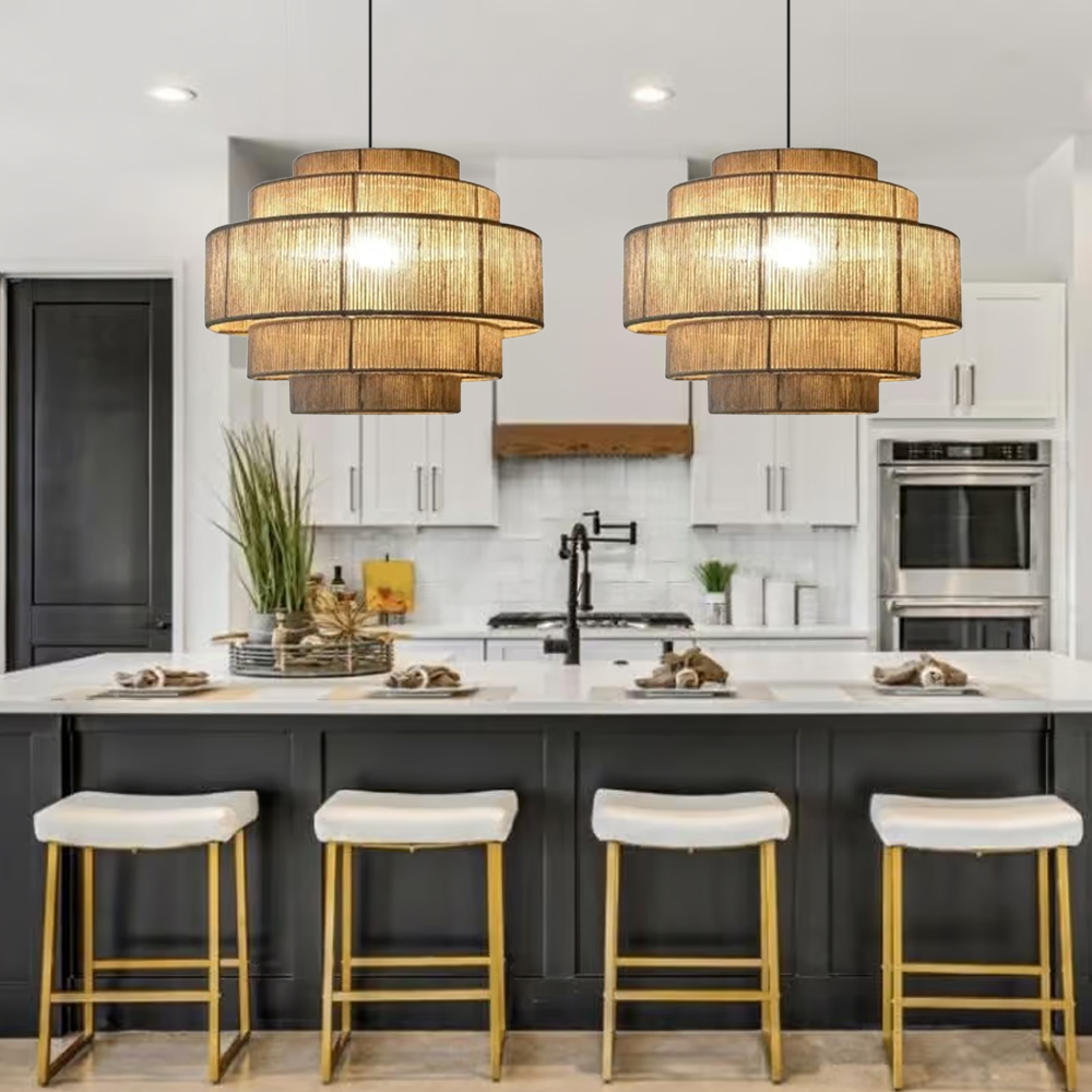 Best Modern Kitchen Island Lighting Handwoven Rope Chandelier for Dining Room