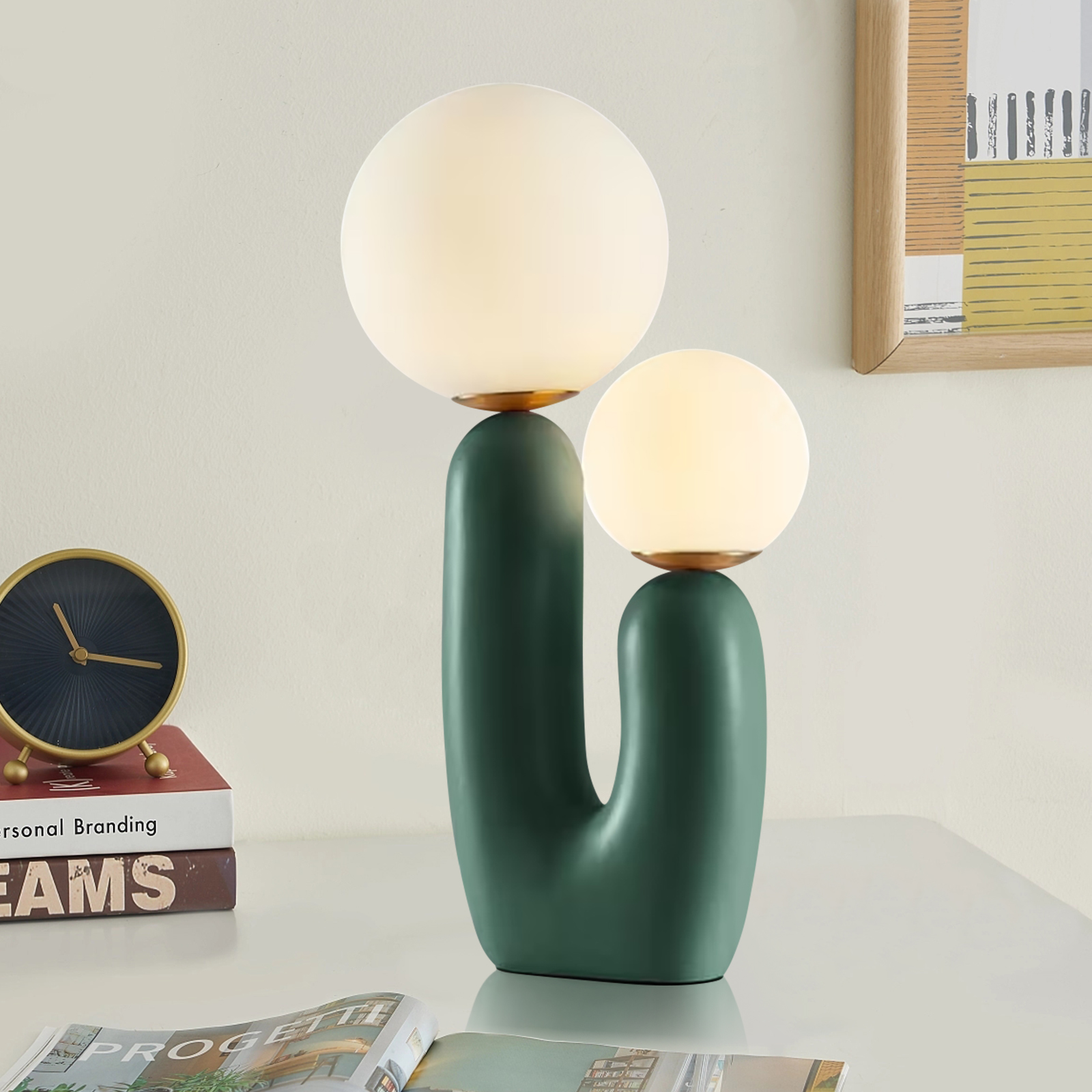 Retro Traditional Vintage Decorative Green Table Lamp for Livingroom Bedroom