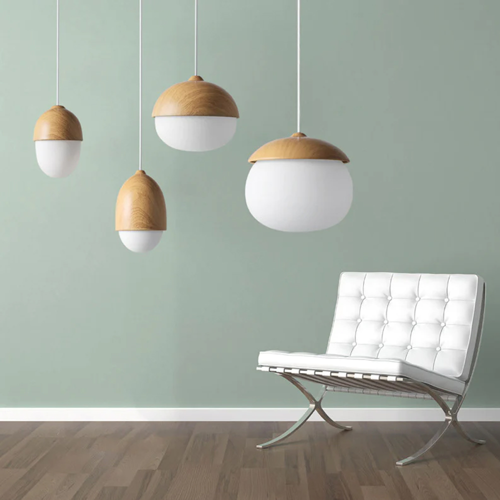 Handmade Wooden LED Hanging Lamp Nut Shaped Pendant Light