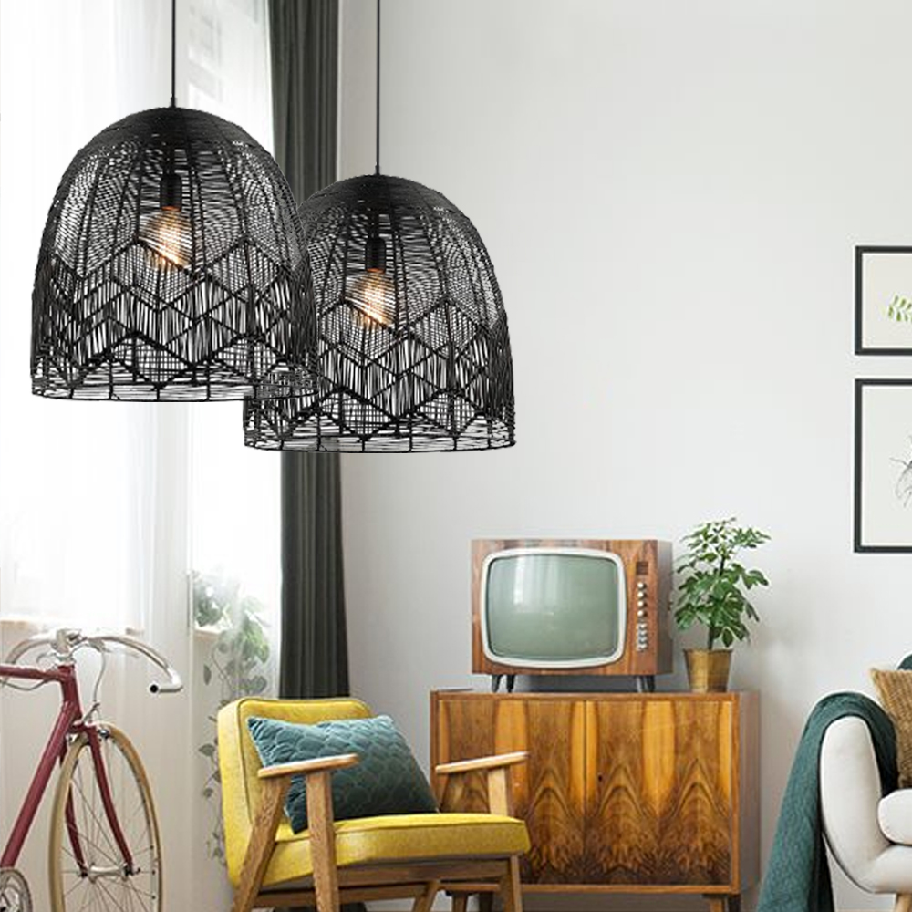 Handmade Basket Rattan Pendant Light Shades For Living Room