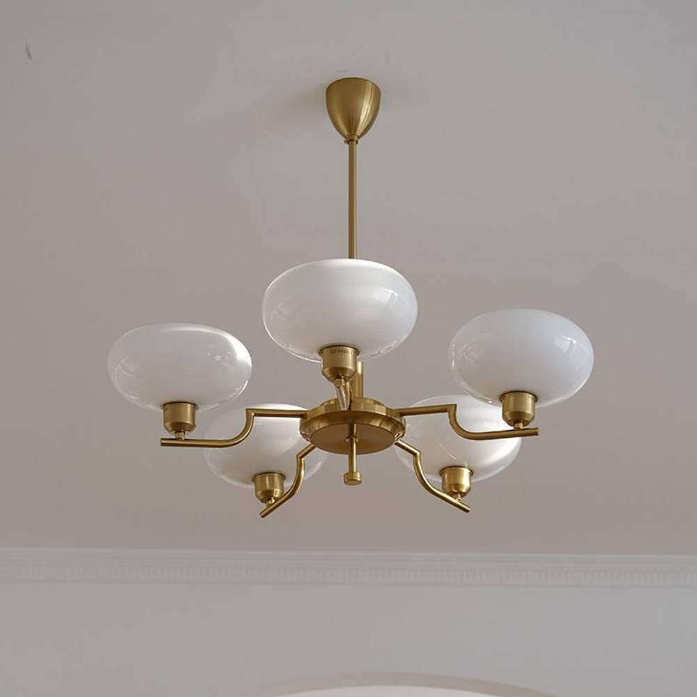 Bauhaus Living Room Milk White Glass Chandelier