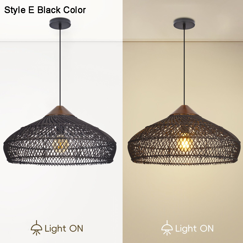 Rattan Pendant Light Wabi Sabi Style Retro Dining Room Chandelier