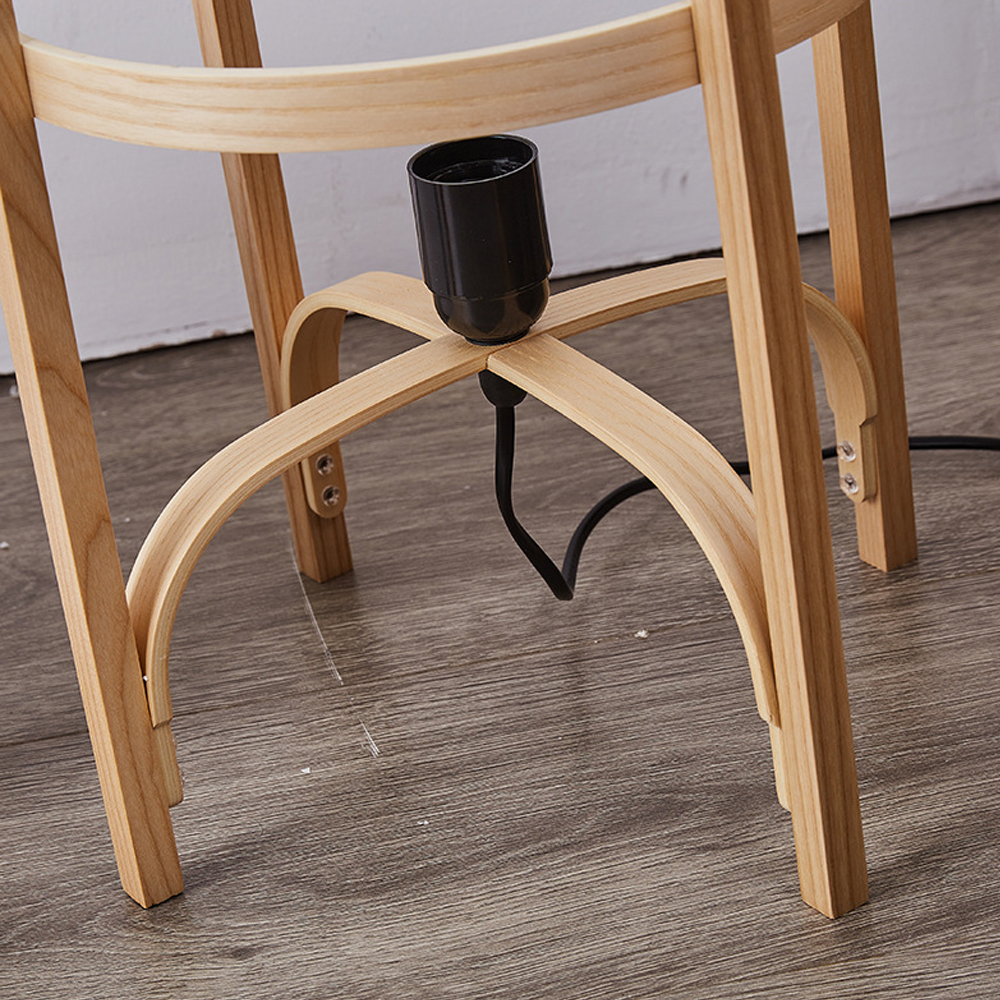Simple Japanese Solid Wood Floor Lamp Designer Basket Glass Table Lamp Bedside Light