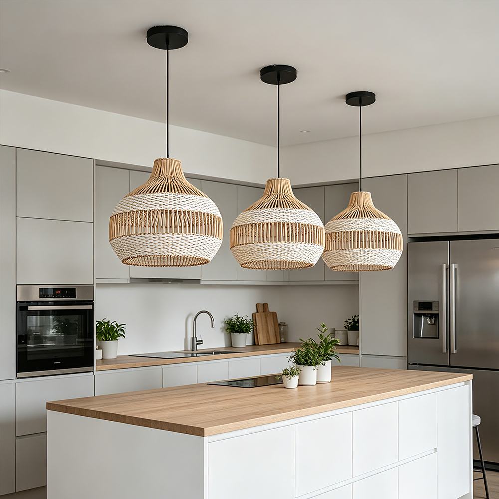 Dining Room Decor Rattan Pendant Lamp Kitchen Light Fixtures to Brighten Up Your Space