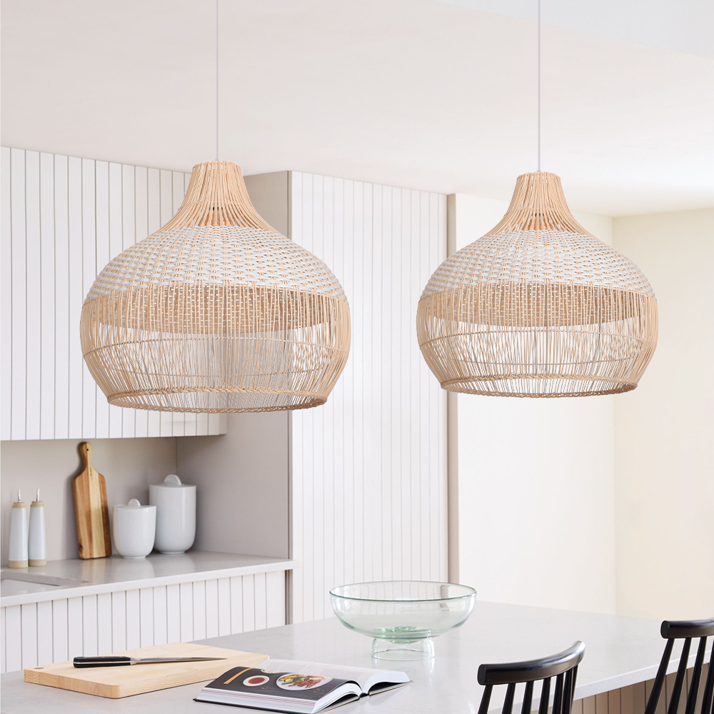 White Rattan Pendant Light Woven Rattan Lampshade