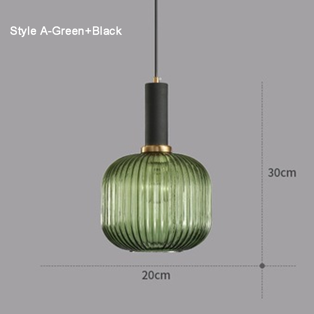 Dark Green Small Glass Pendant Light Kitchen Island Restaurant Retro Chandelier American Home Lighting
