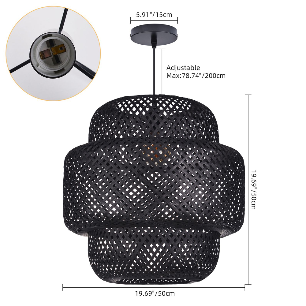 Dining Room Decorative Lamp Boho Style Bamboo Wicker Pendant Lights