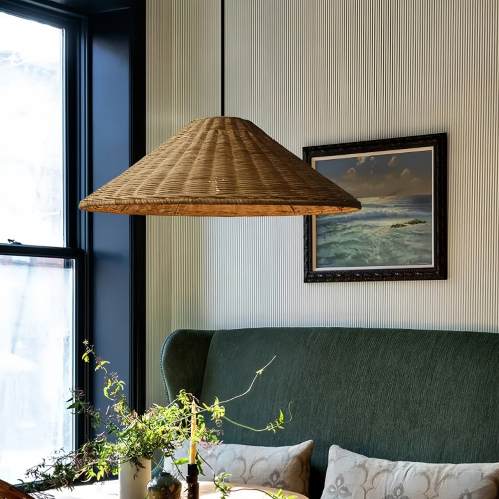 Homestay Southeast Asian Rattan Chandelier Restaurant Straw Hat Lampshade