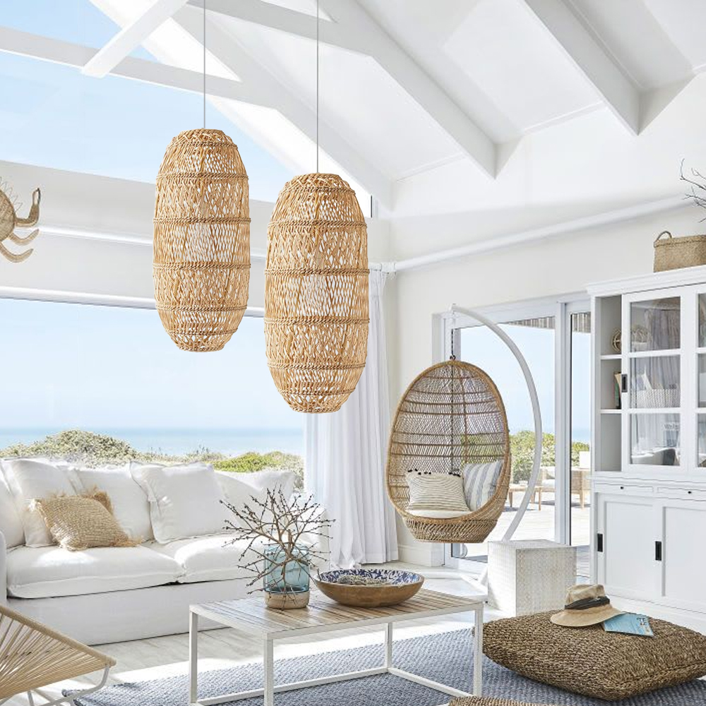 50% OFF Clearance Boho Dining Room Rattan Pendant Light Coastal Living Room Decor Lampshade