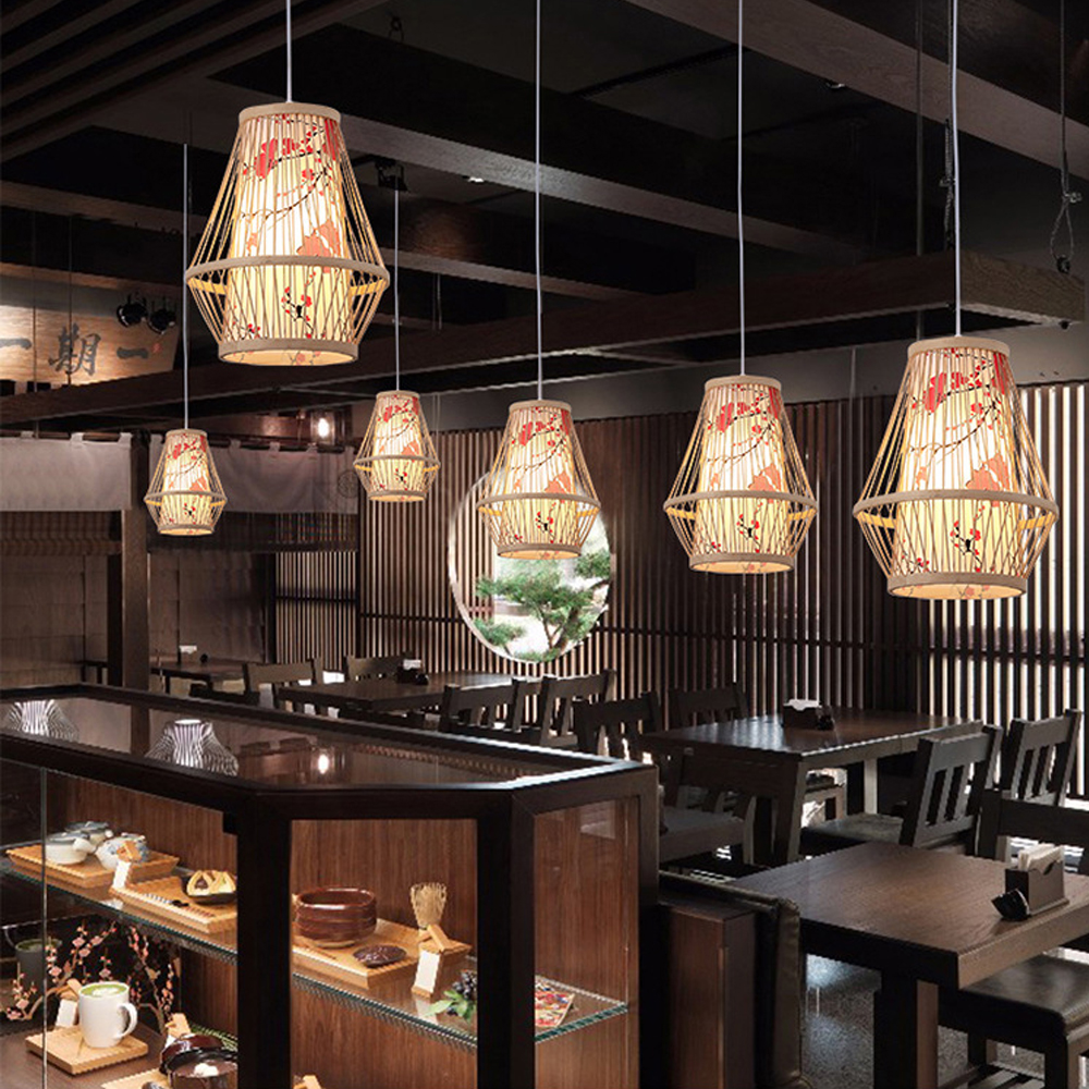 Japanese Restaurant Bamboo Lantern Chandelier Light Balcony Corridor Decorative Lamp