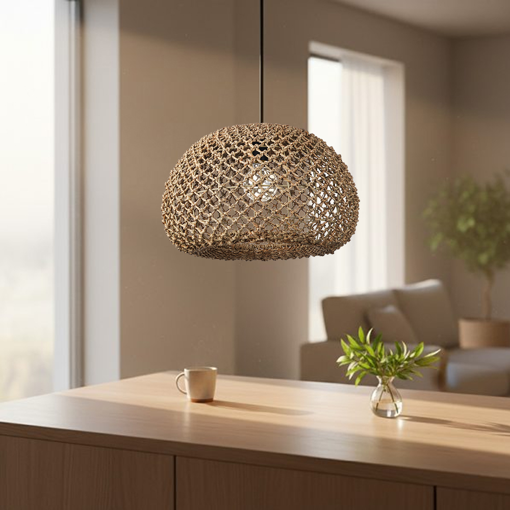 Farmhouse Kitchen Island Chandeliers Wicker Coastal Hanging Pendant Lighting for Restaurants