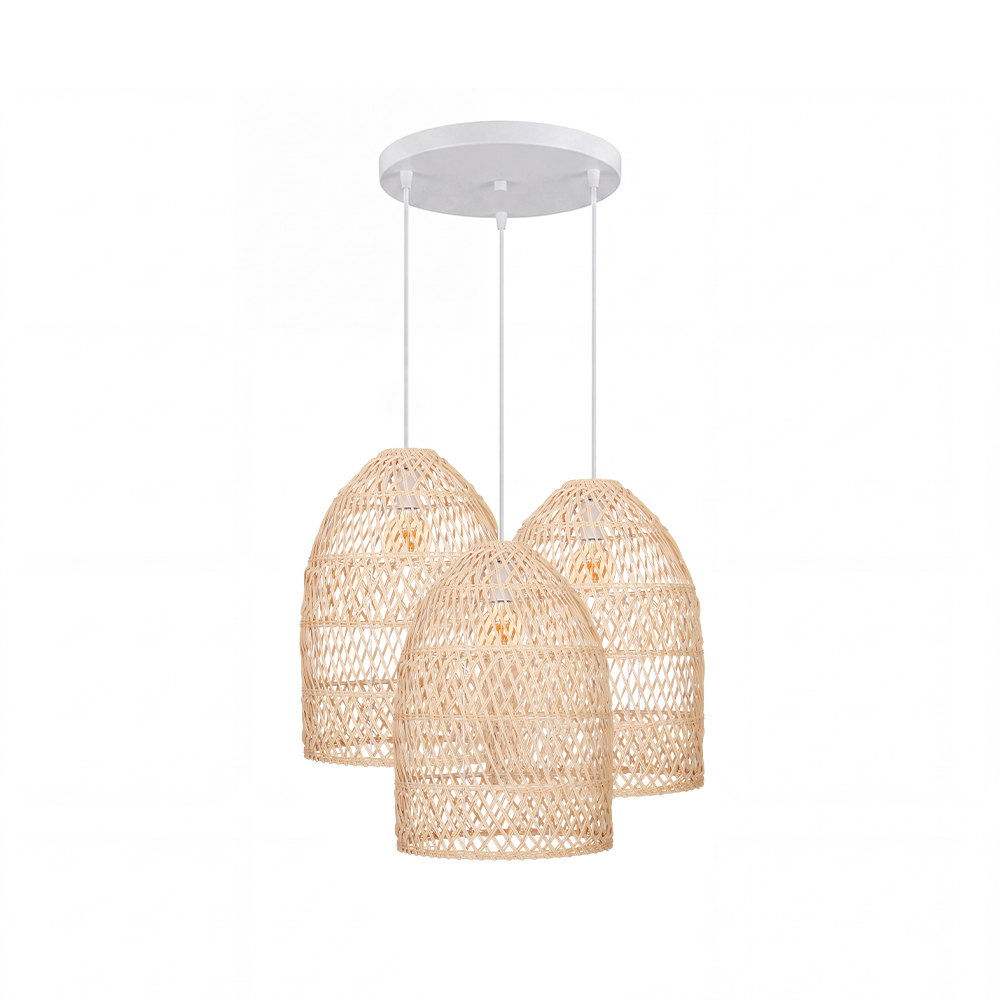 Intricate Black Rattan Lattice Light Artistic Hanging Shade for Dining Room