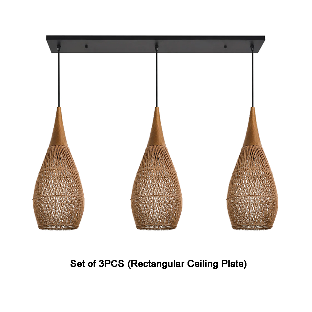 Coastal Rattan Woven Pendant Light  Farmhouse Artisan Natural Lighting for Dining Rooms