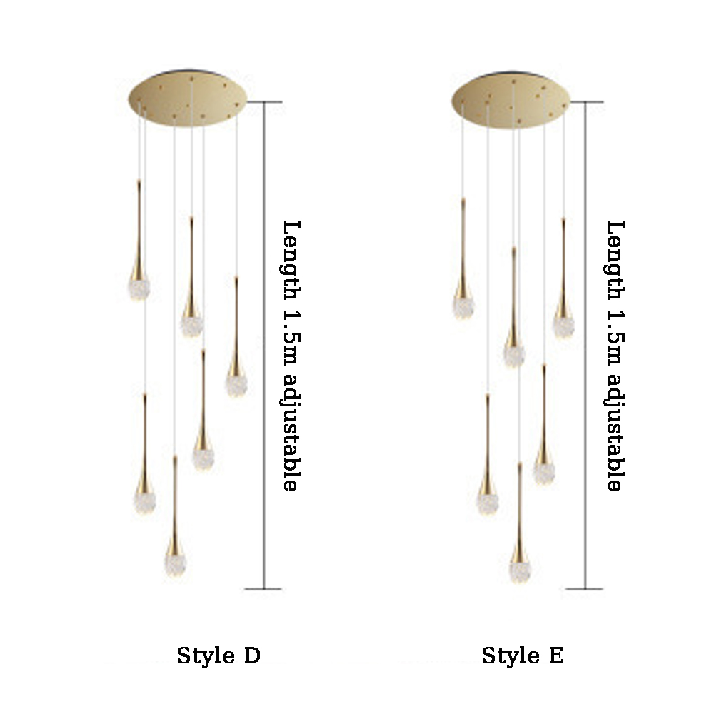Modern Minimalist Staircase Chandelier Creative Soft Light Duplex Chandelier Restaurant Villa Spiral Stairwell Long Chandelier