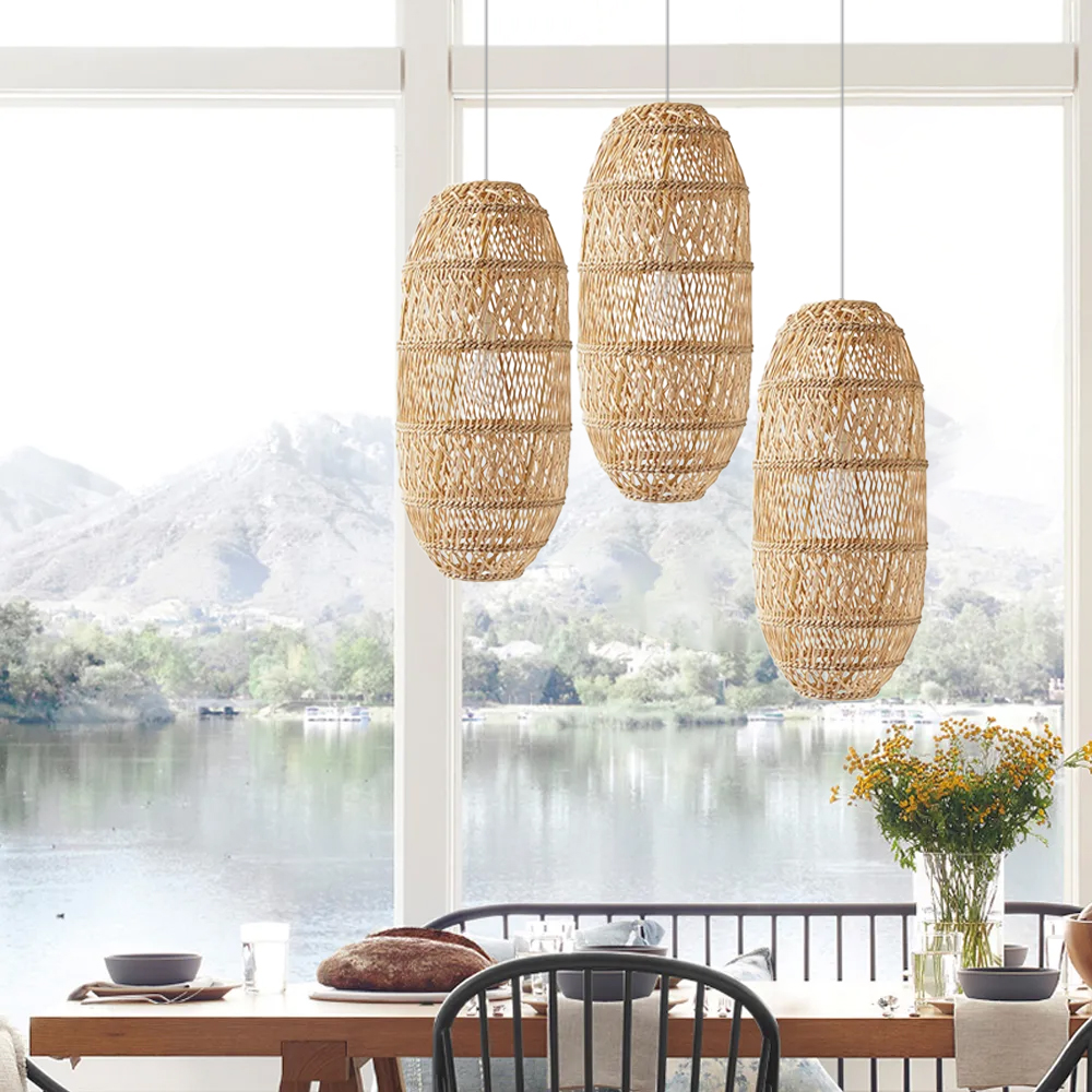 50% OFF Clearance Boho Dining Room Rattan Pendant Light Coastal Living Room Decor Lampshade