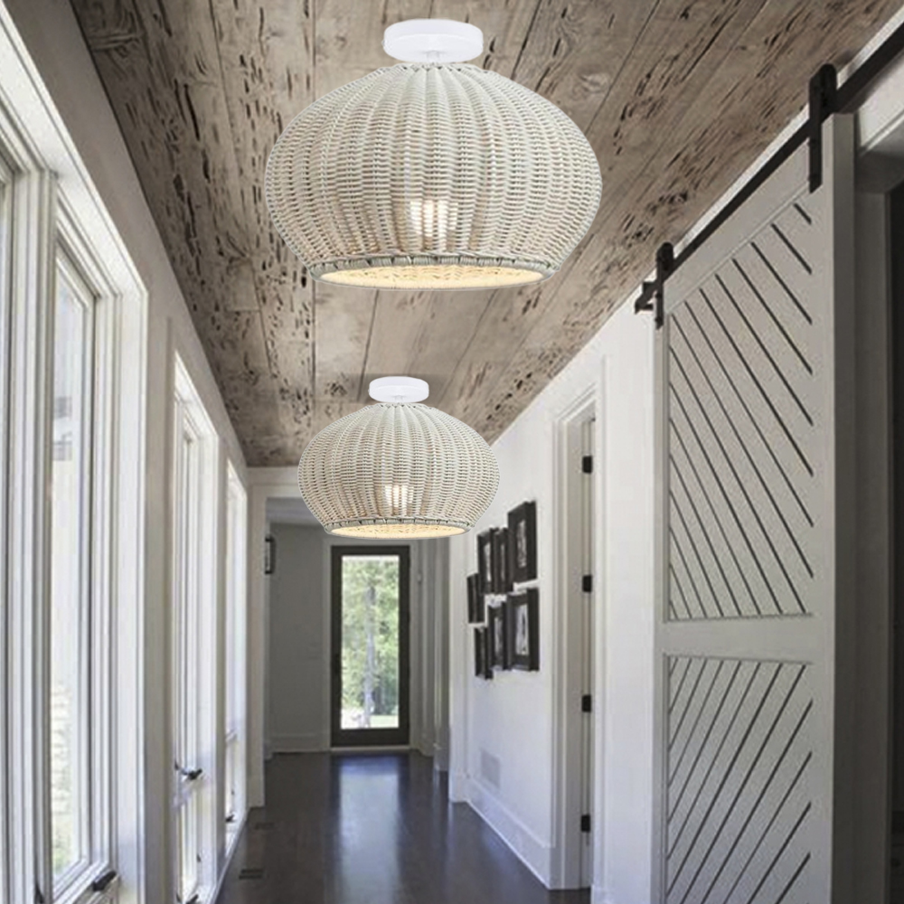 Outdoor Waterproof Pendant Light Homestay Rattan Lighting