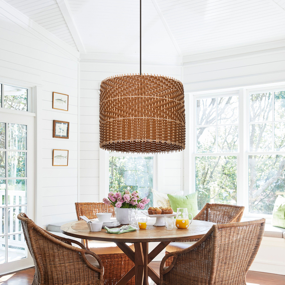 Japandi Creative Round Rattan Hanging Lamp for Dining Rooms and Kitchens