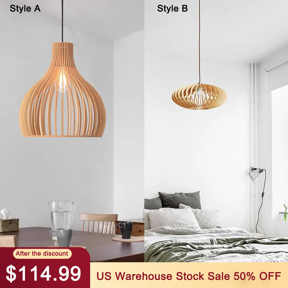 Natural Wooden Lights Dining Room Decor Pendant Chandelier light