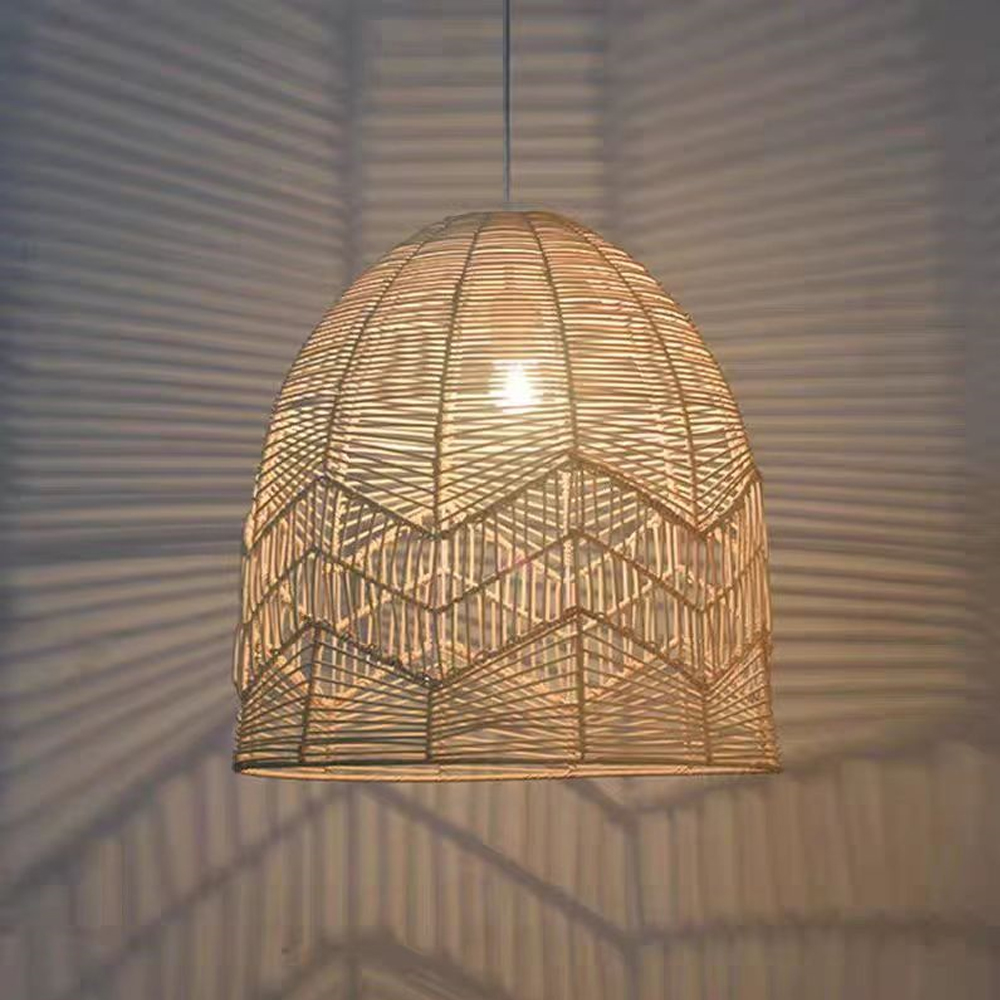 Handmade Rattan Pendant Lamp Shade Boho Light Fixture