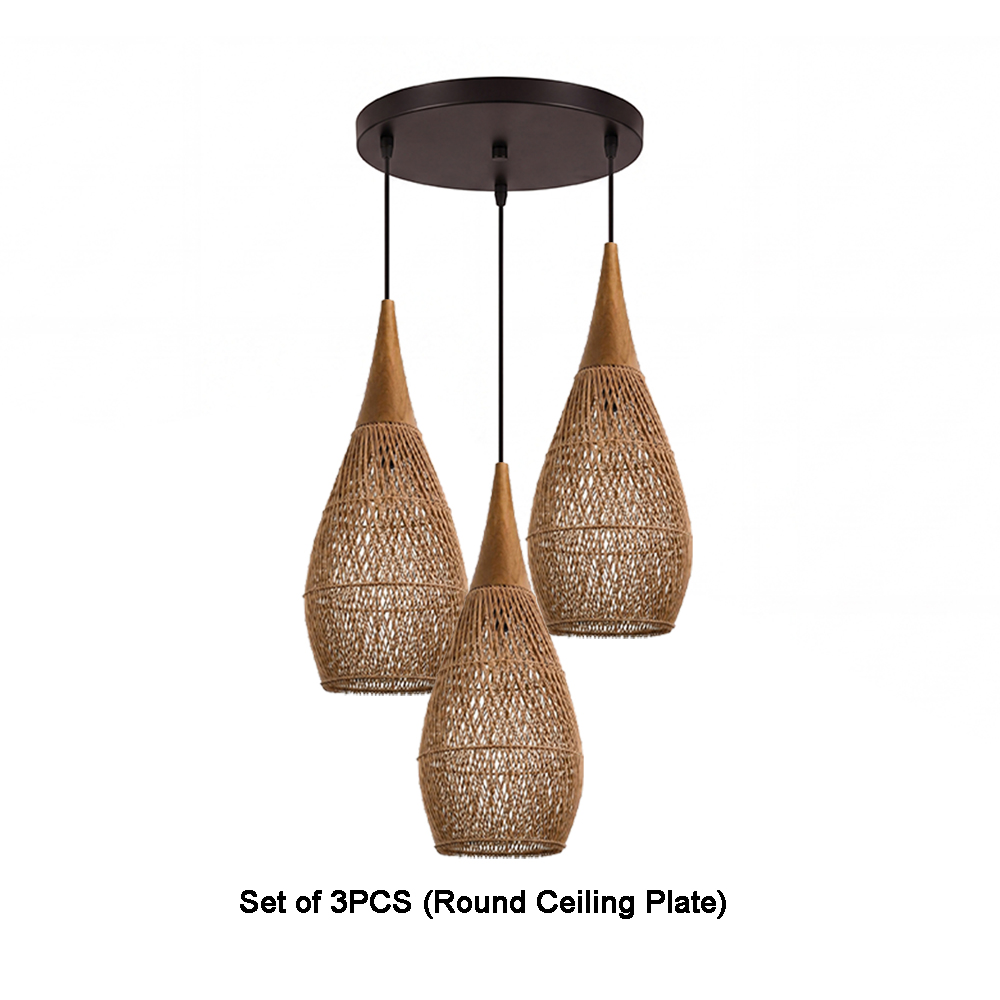 Coastal Rattan Woven Pendant Light  Farmhouse Artisan Natural Lighting for Dining Rooms