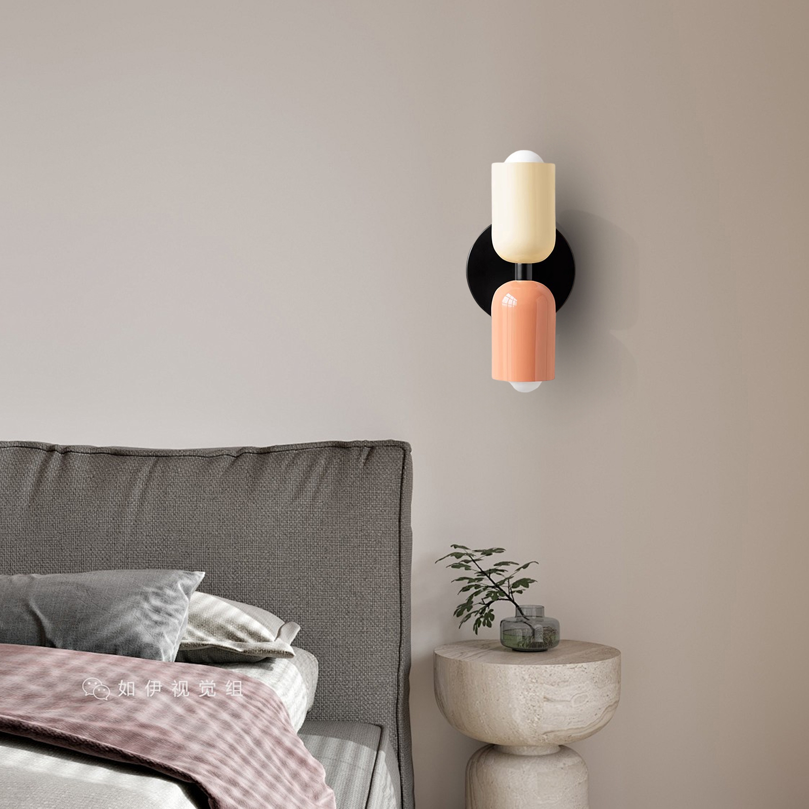 Bedroom Bedside Colorful Double-head Wall Lamp Cream-style Living Room Corridor Light