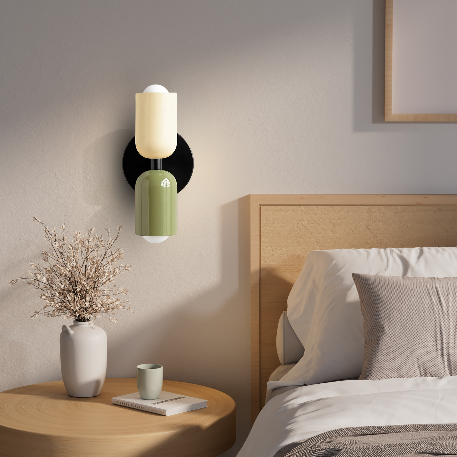 Bedroom Bedside Colorful Double-head Wall Lamp Cream-style Living Room Corridor Light