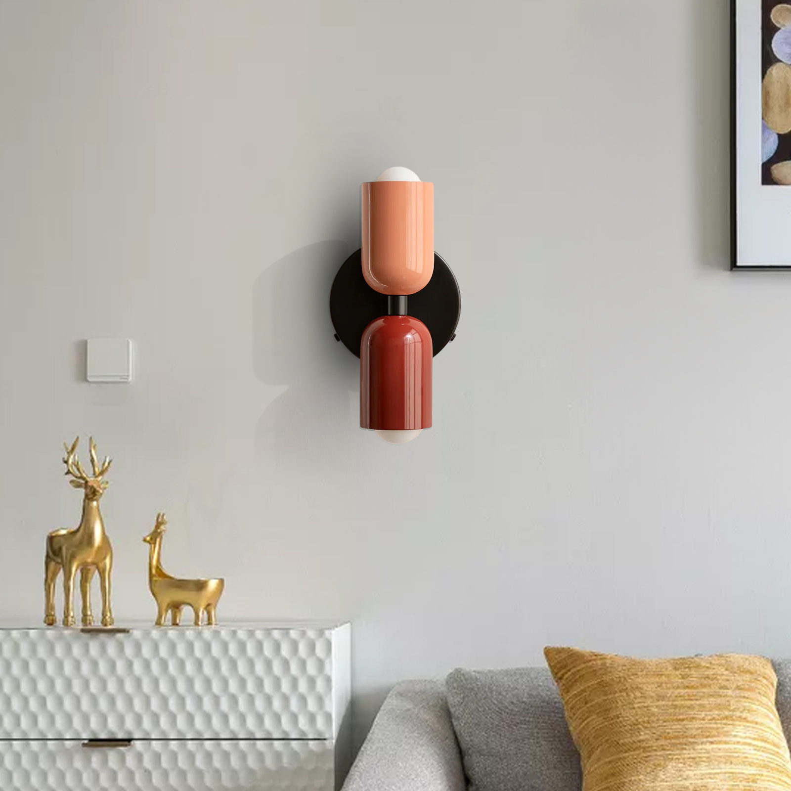 Bedroom Bedside Colorful Double-head Wall Lamp Cream-style Living Room Corridor Light