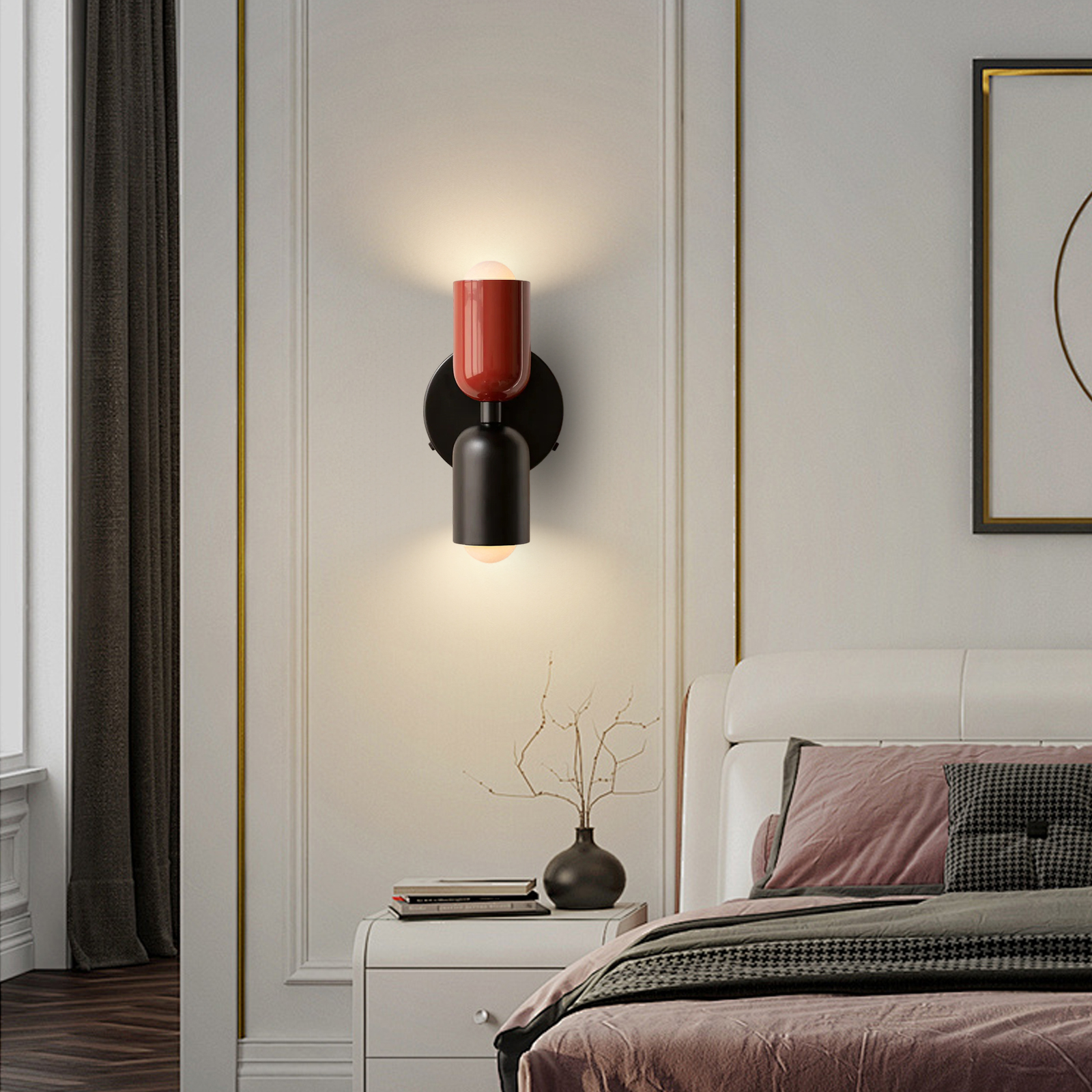 Bedroom Bedside Colorful Double-head Wall Lamp Cream-style Living Room Corridor Light