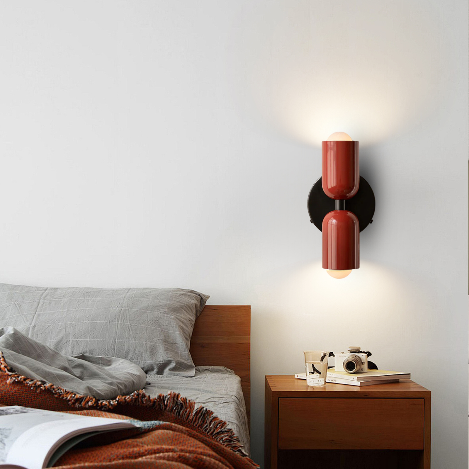Bedroom Bedside Colorful Double-head Wall Lamp Cream-style Living Room Corridor Light