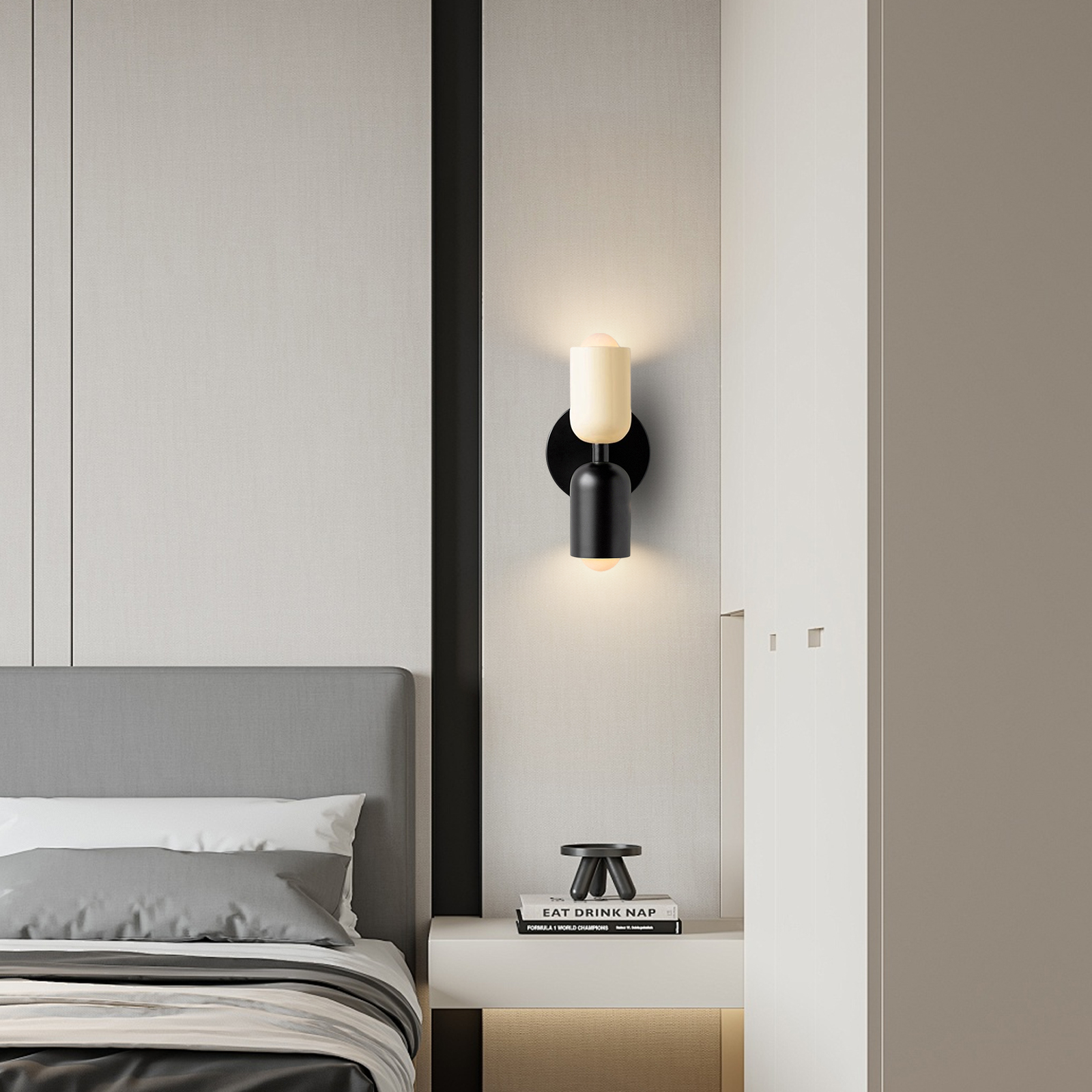 Bedroom Bedside Colorful Double-head Wall Lamp Cream-style Living Room Corridor Light