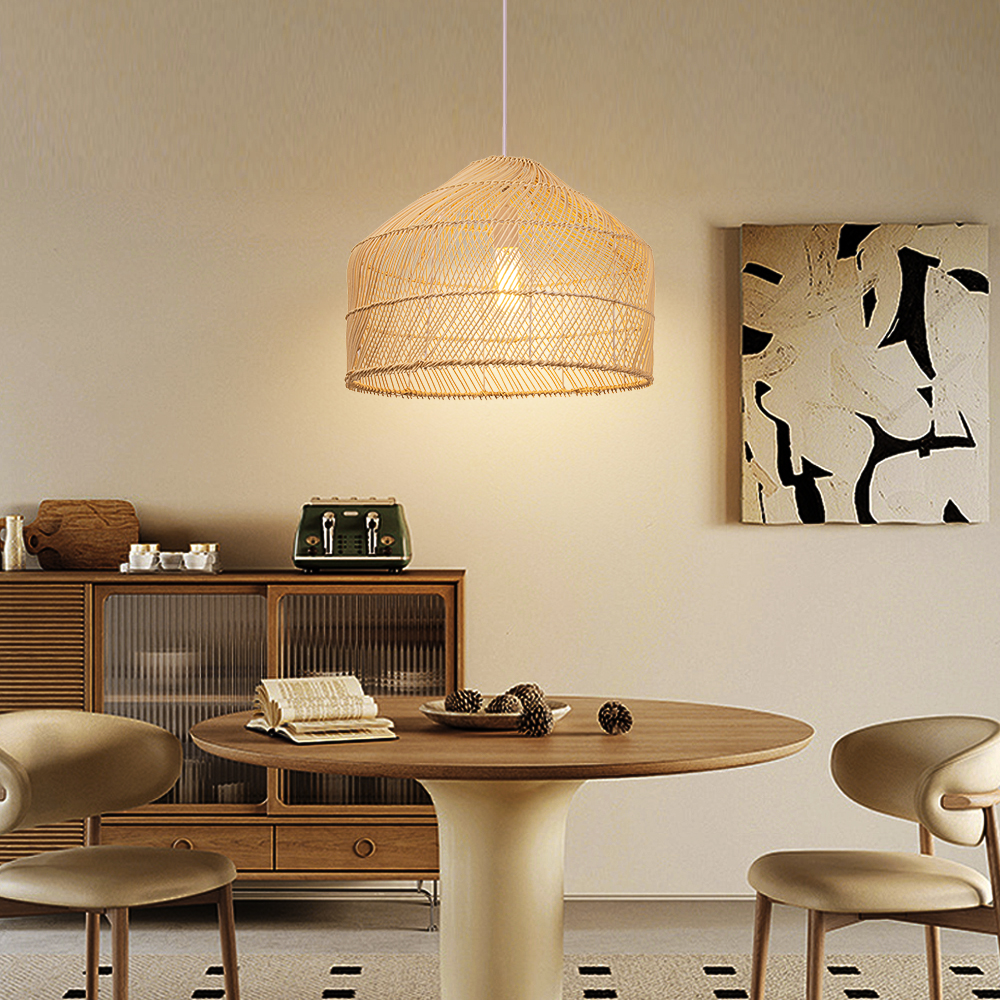 Premium Nordic-inspired Black Rattan Pendant Light for Dining Room