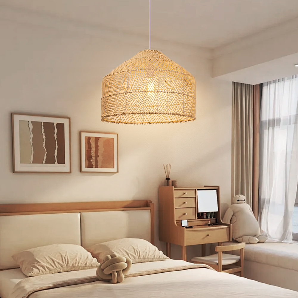 Premium Nordic-inspired Black Rattan Pendant Light for Dining Room