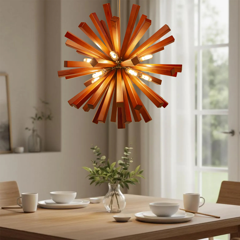 Dandelion Walnut Pendant Light Wooden Lamp Fixture