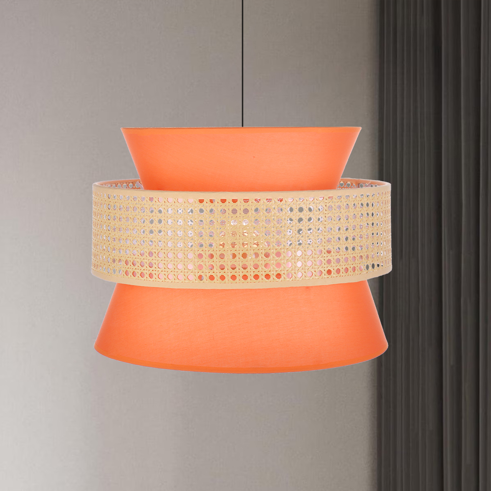 Hand-Woven Home Decor Rattan Tiered Chandelier Red, Blue Modern Wicker Light Pendant