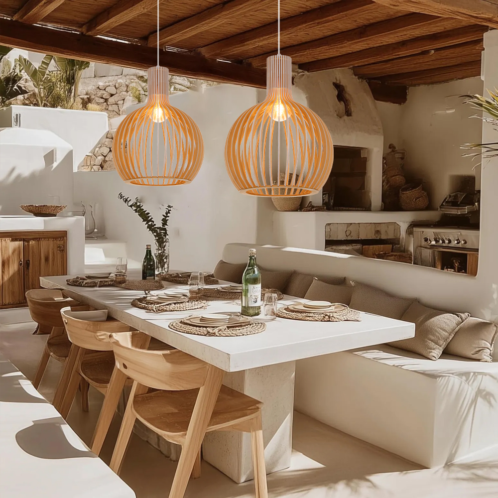 Small Chandelier White Wood Birdcage Pendant Lights