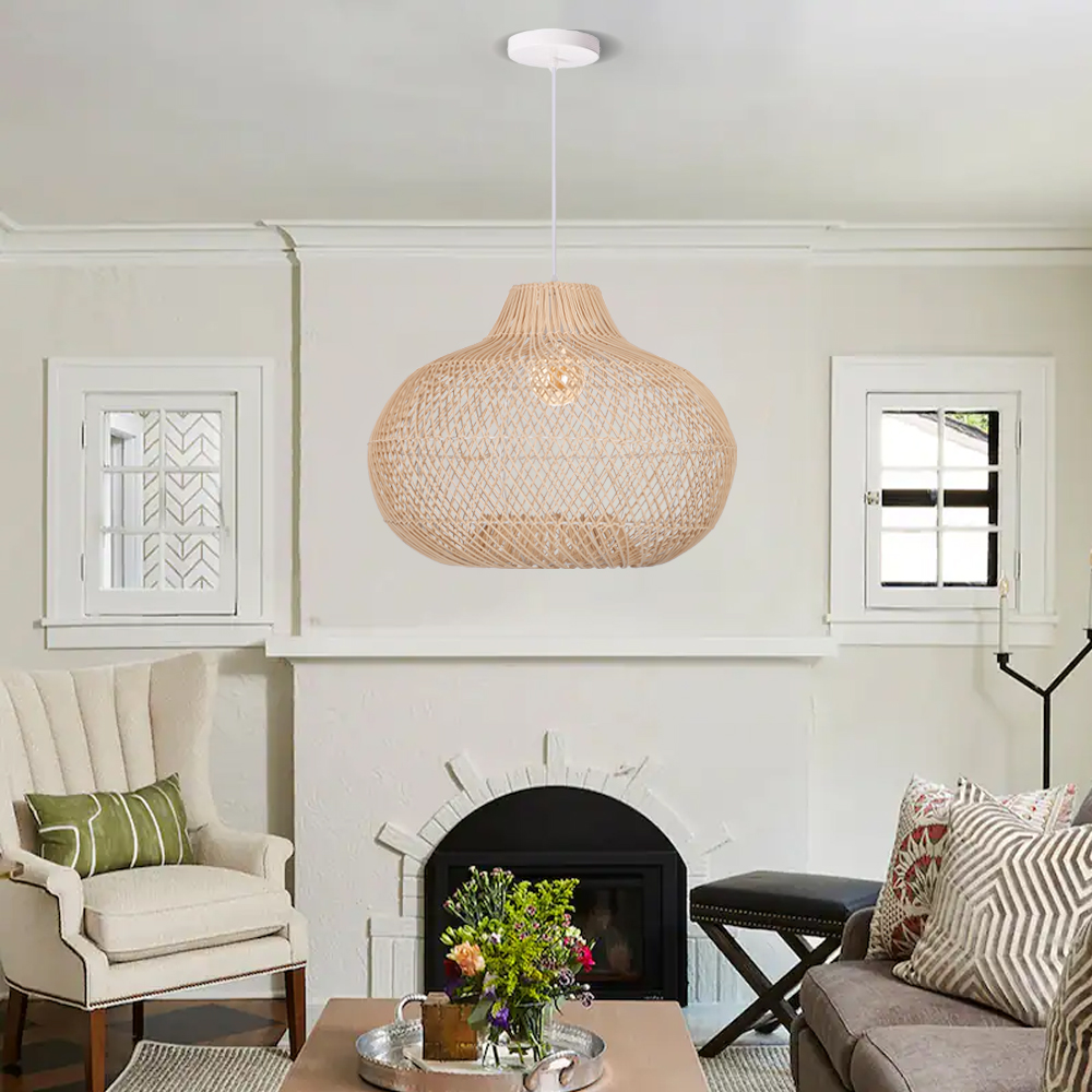 Coastal Boho Rattan Chandelier Home Decor Farmhouse Style Hanging Light