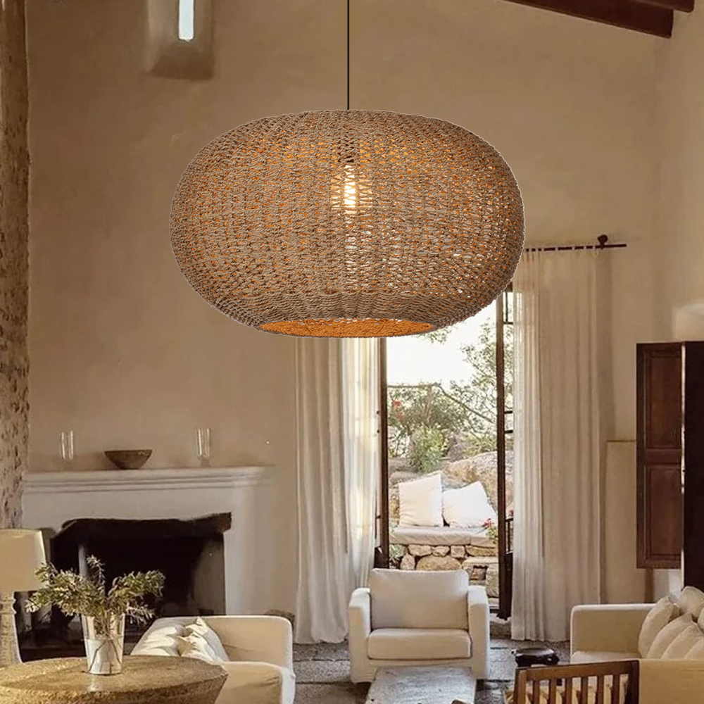 Creative Seagrass Pendant Light Handmade Art Chandelier Living Room Dining Room