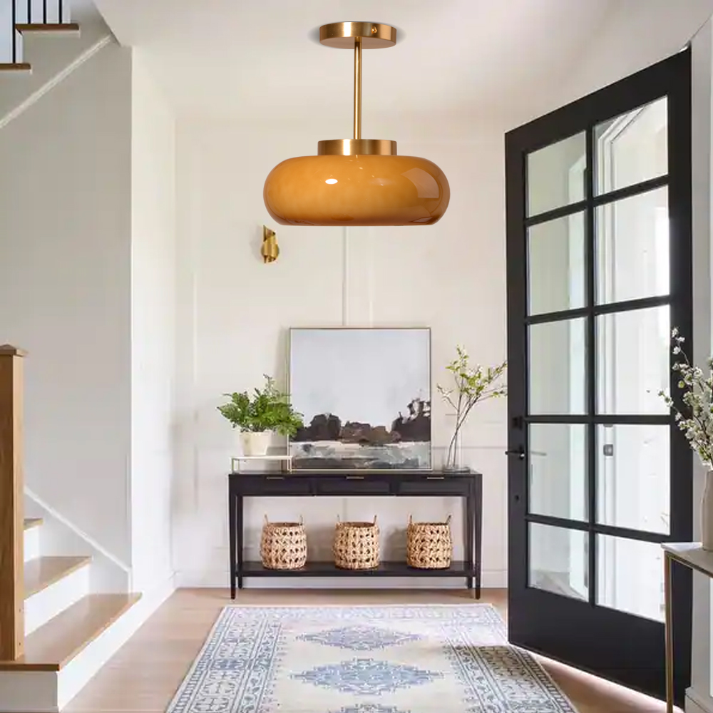 Mid Century Modern Entryway Glass Ceiling Light Fixture