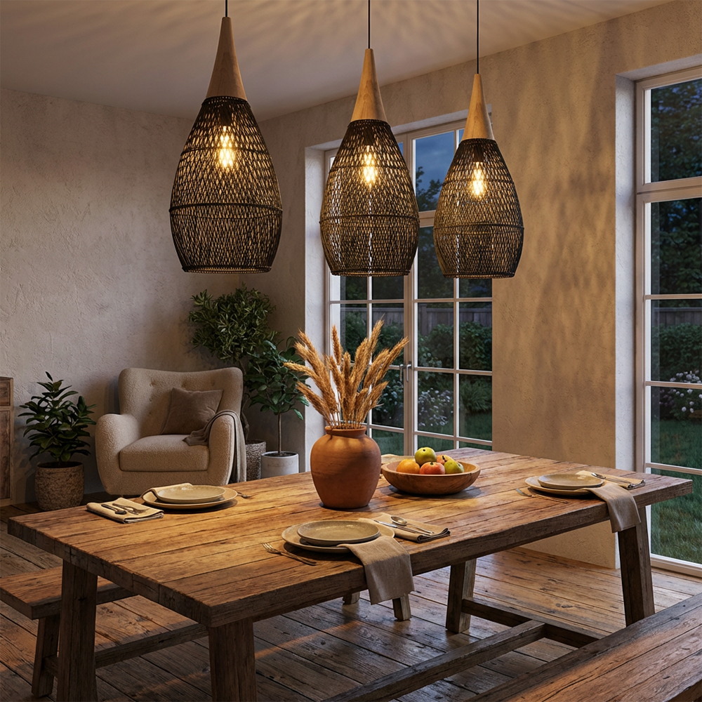 Beautiful Rattan Pendant Light Kitchen Restaurant Hanging Lights
