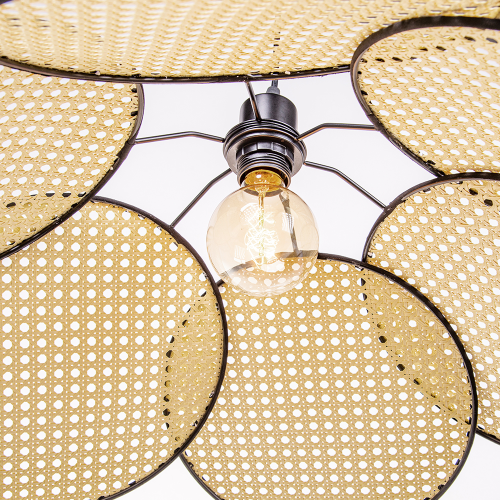 Japanese Petal Rattan Pendant Light For Dining Room Living Room