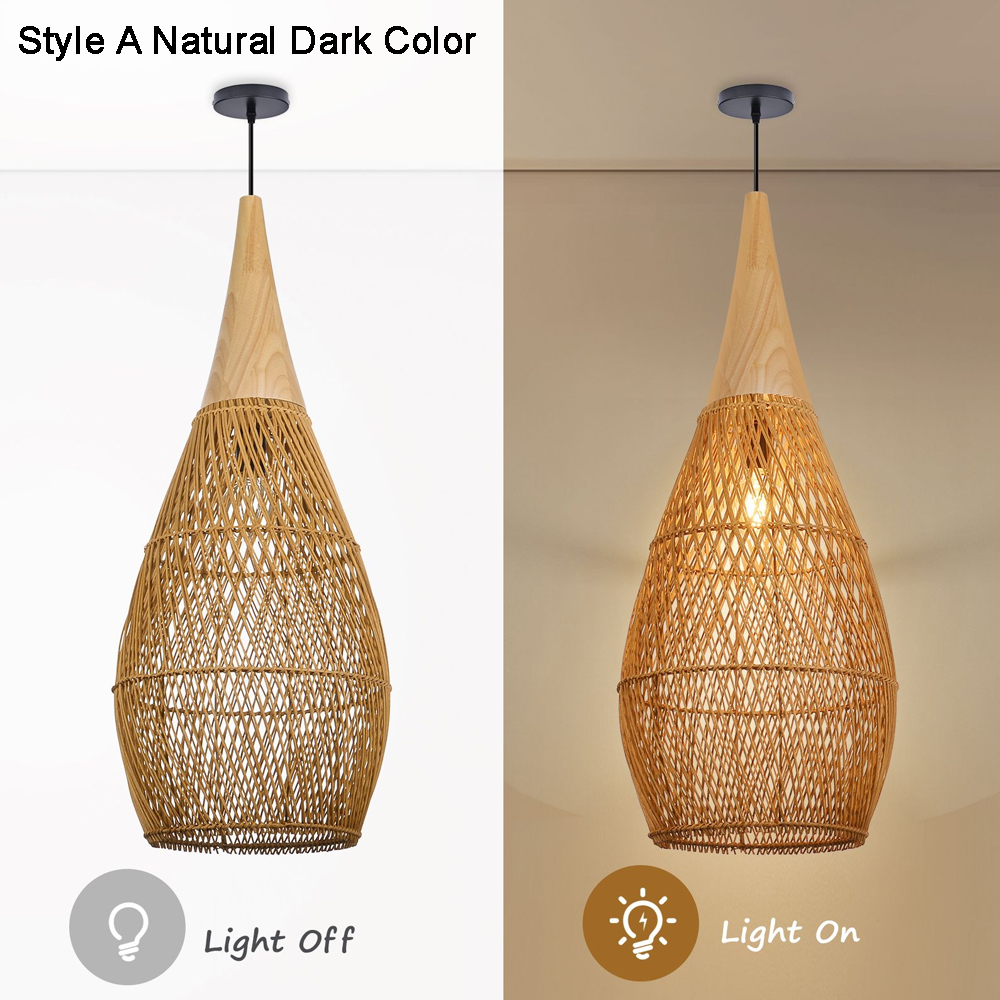 Rattan Pendant Light Wabi Sabi Style Retro Dining Room Chandelier