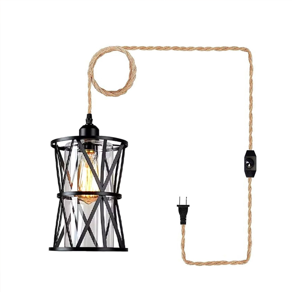 Minimalist Glass Ceiling Light Black Metal Pendant Light for Dining Room