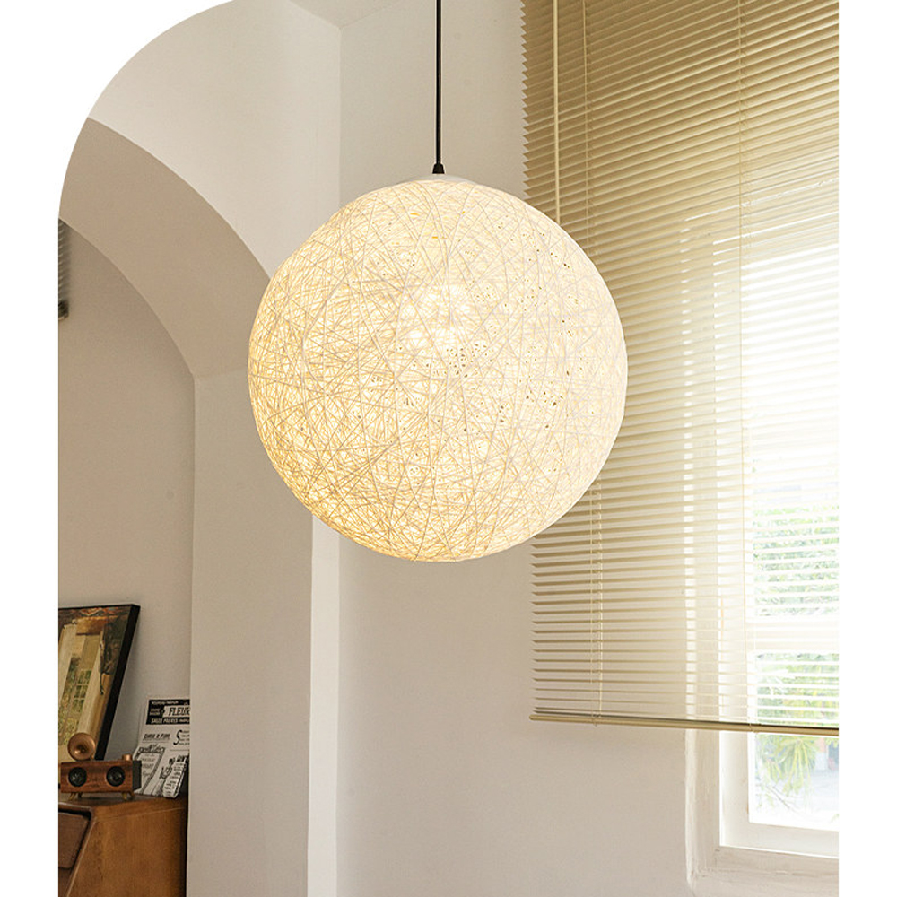 Ships from US Warehouse: 24 Inch White Spherical Rattan Pendant Light
