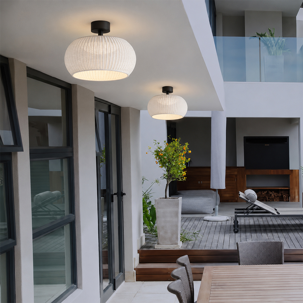 Outdoor Waterproof Rattan Ceiling Lampshade Porch Light