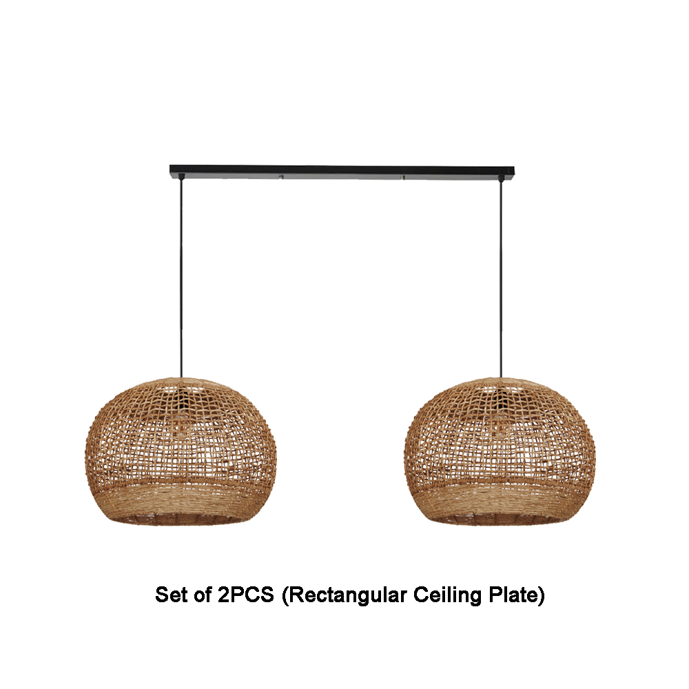 Rustic Corn Rope Woven Pendant Light Textured Hanging Lamp for Home Dining Area
