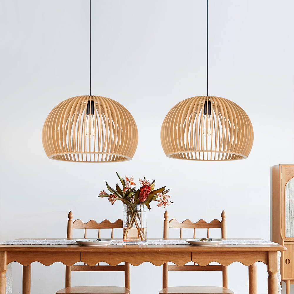 New Chinese Style Wooden Pendant Light For Dining Room